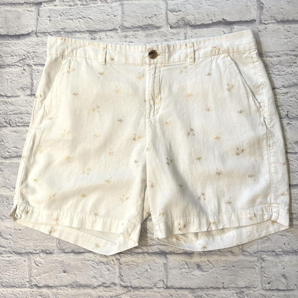 Old Navy Linen Blend Everyday Shorts Plain Front White 7 Inch Inseam Size 14
